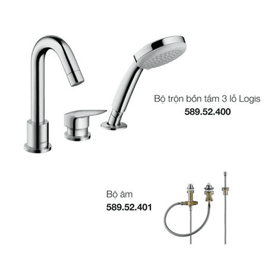 Bộ trộn bồn tắm 3 lỗ Logis 589.52.438